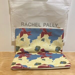 Rachel Pally Blue Floral Zip Pouch with Yellow Blooms